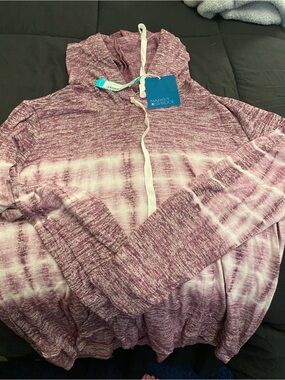 Market & Spruce Mauve Tie-Dye Hooded Pullover